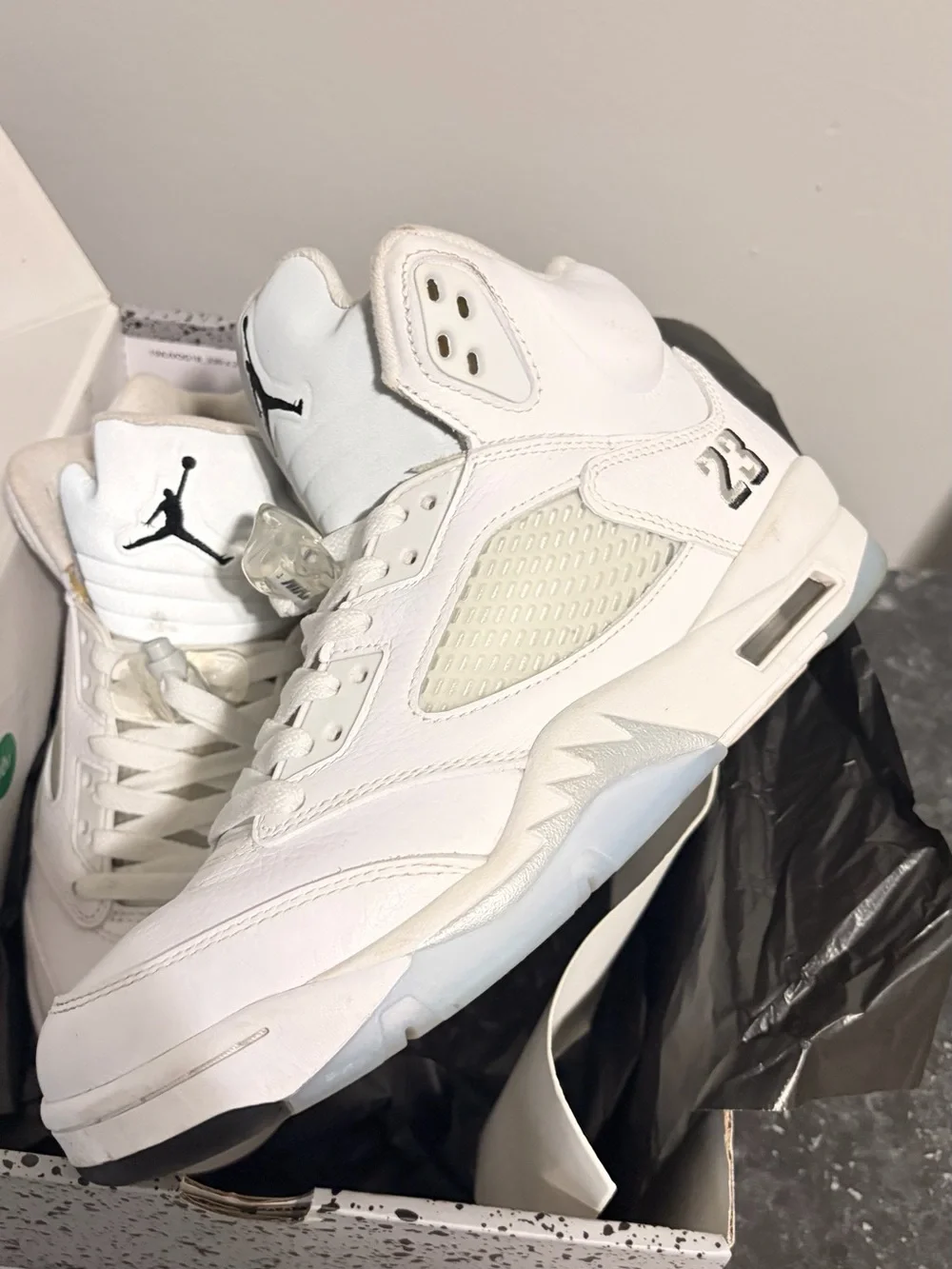 Jordan Air Retro 5 White Black Men's Sneakers
